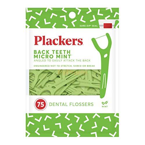 Plackers Back Teeth Micro Mint Dental Floss Picks, 75 Count Hemlock