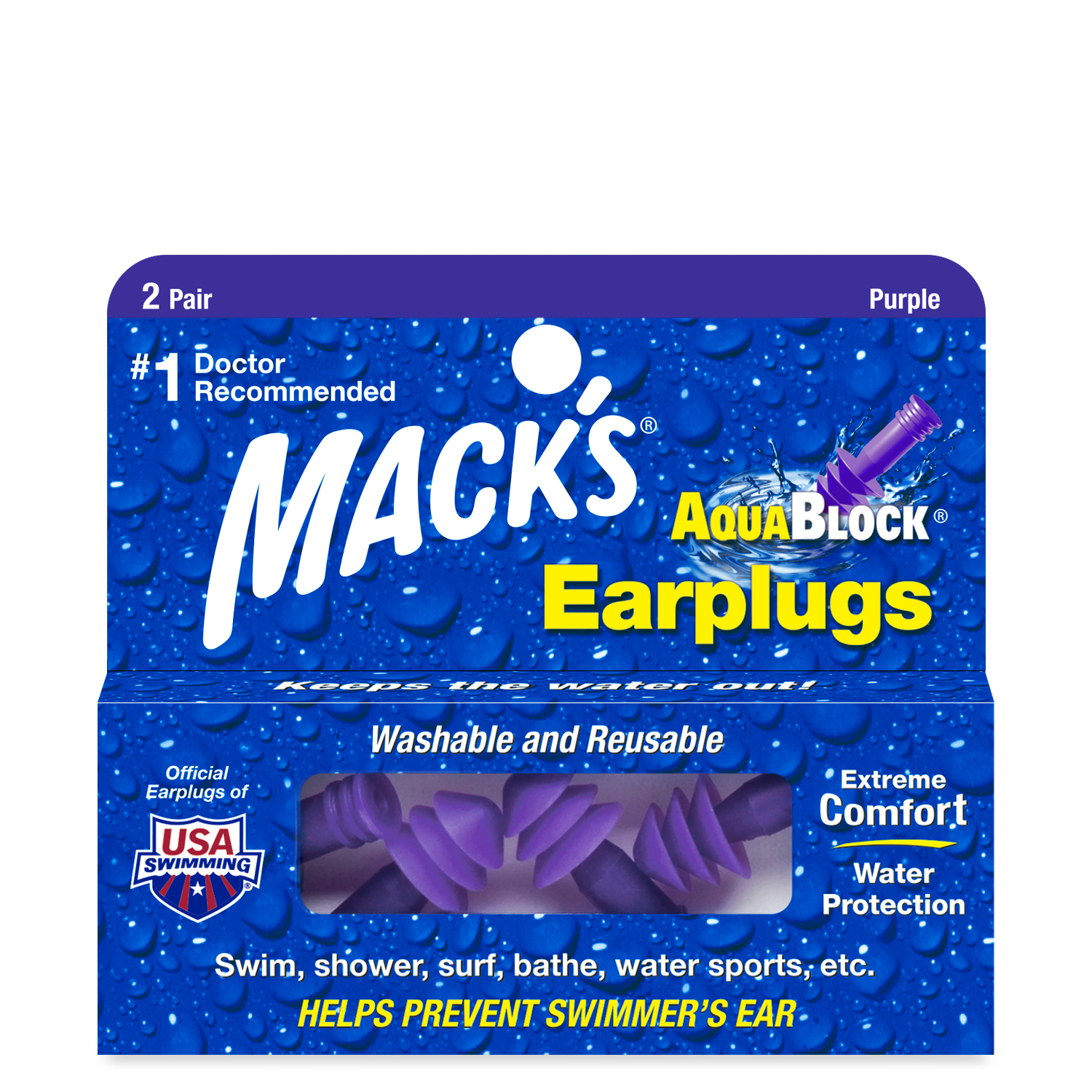 12-070621-1.jpg Mack's Aqua Block Ear Plugs - Purple - Image 1