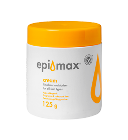 Epimax-Emollient-Moisturiser-125g.png Epimax Cream Emollient moisturiser for all skin types 125g - Image 1