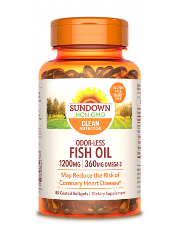 Fish-Oil-1200-mg-Odorless-Softgels.png Sundown Naturals, Fish Oil 1200 mg Odorless Softgels - Image 1