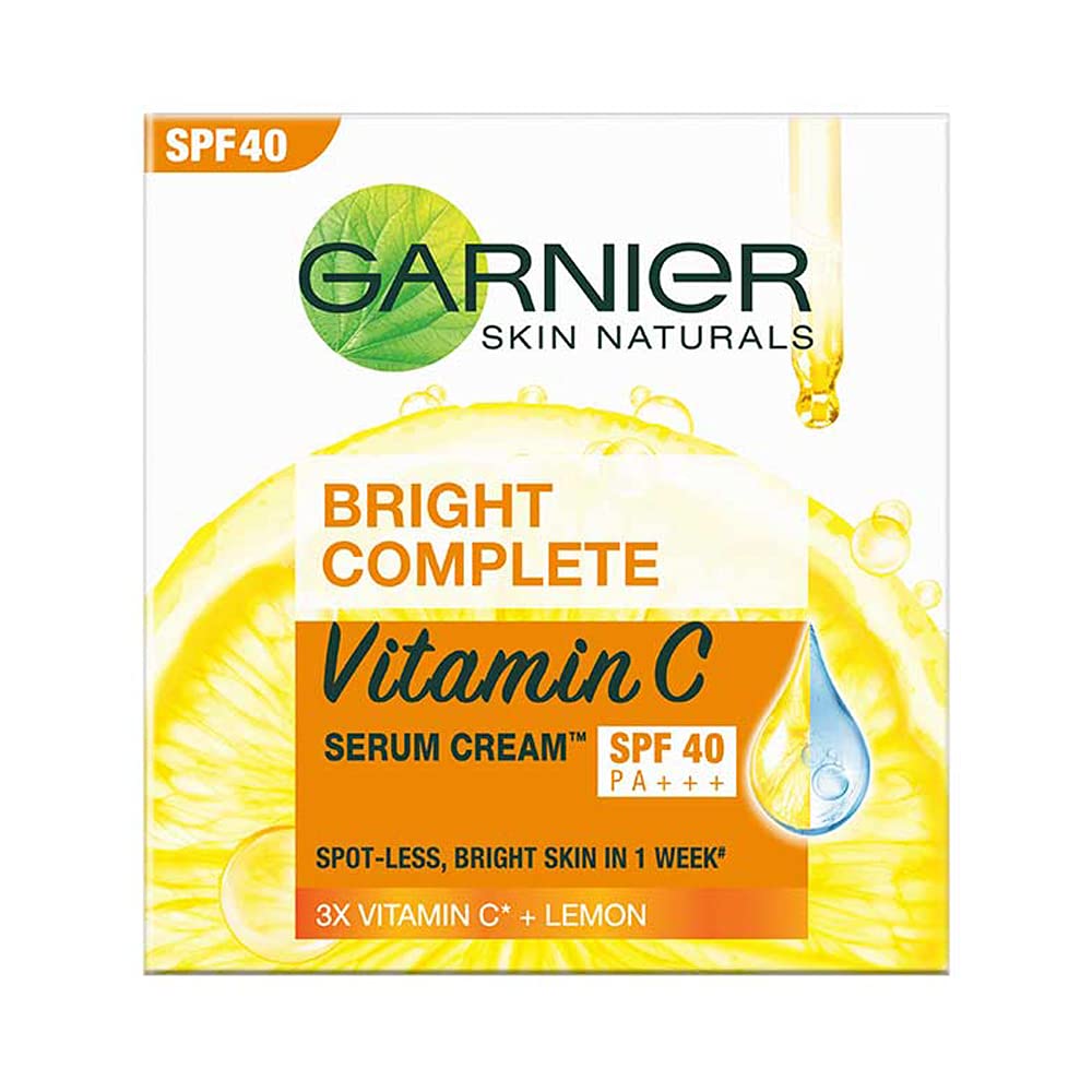 Garnier-Bright-Complete-VITAMIN-C-SPF40-Serum-Cream-45g.jpg Garnier Bright Complete VITAMIN C SPF40/PA+++ Serum Cream 45g - Image 1