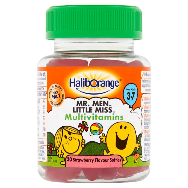 Haliborange-Mr-Happy-Little-Miss-Multivitamins-Strawberry-Softies-30s-3-7-yrs.png Haliborange -Mr Happy & Little Miss Multivitamins Strawberry Softies 30's 3-7 yrs - Image 1