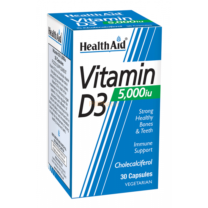 HealthAid-Vitamin-D3-5000iu-30s-Capsules.png Health Aid Vitamin D3 5000iu 30's Capsules - Image 1