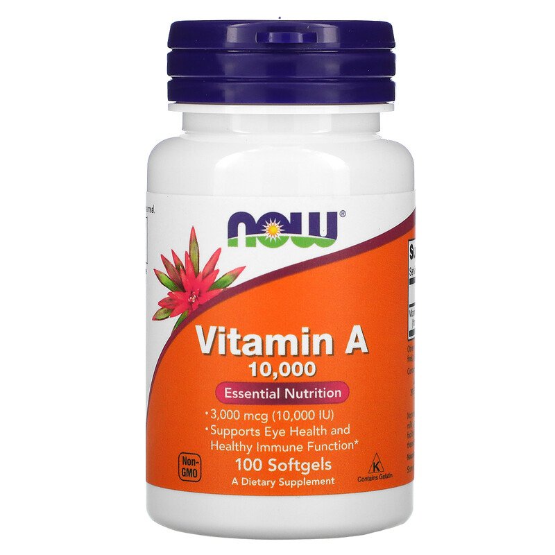 NOW-VITAMIN-A.jpg Now Foods, Vitamin A, 10000 IU, 100 Softgels - Image 1