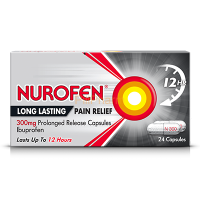 Nurofen-back-pain-prolonged-release-capsule.png Nurofen Back Pain 300mg Sustained Release Capsules 24's - Image 1