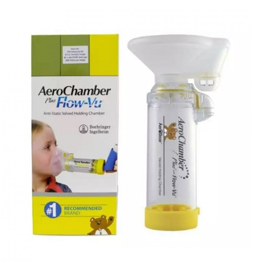 Aerochamber Plus spacer device, Child, Medium, Yellow HEMLOCK