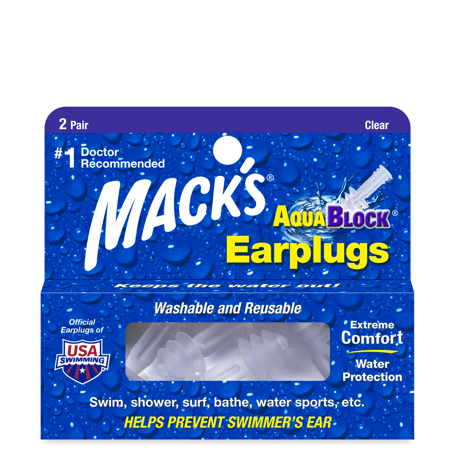 aquablock-clear.jpg Mack's Aqua Block Ear Plugs - Clear - Image 1