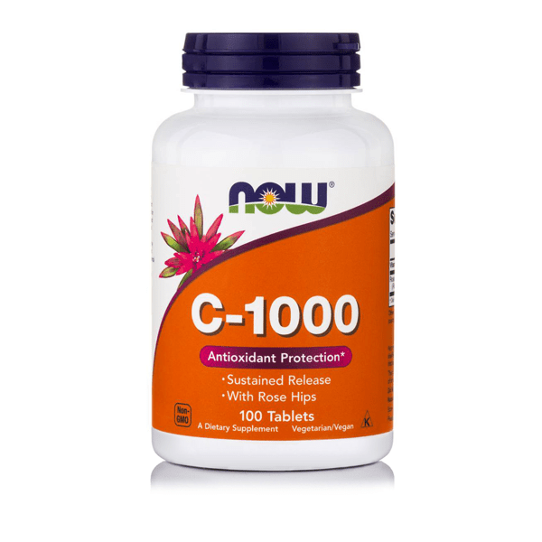 c1000-sustained-release-with-rose-hips-100-tablets.png Now Foods, Vitamin C-1000, With Rose Hips and Bioflavonoids, 100 Tablets - Image 1