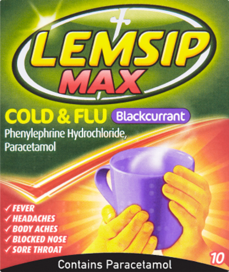 Lemsip Max Cold and Flu relief Blackcurrant flavour 10 sachets