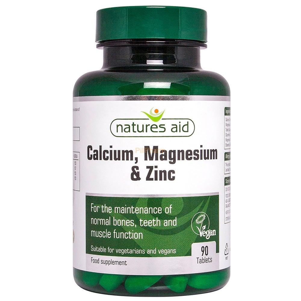 natures-aid-calcium-magnesium-zinc.jpg Natures Aid Calcium, Magnesium and Zinc, Maintain Normal Bones, Teeth and Muscle Function, Vegan, 90 Tablets - Image 1