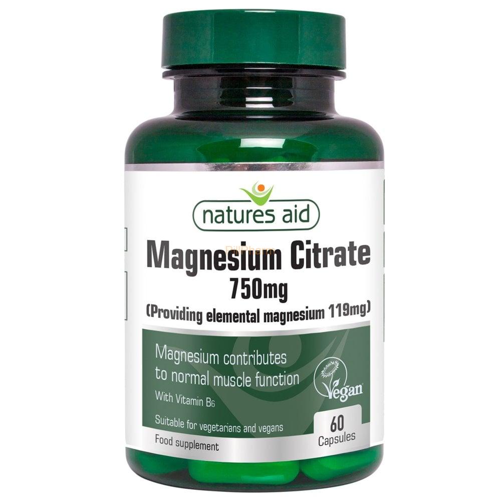 natures-aid-magnesium-citrate.jpg Natures Aid Magnesium Citrate 750mg Caps 60's - Image 1