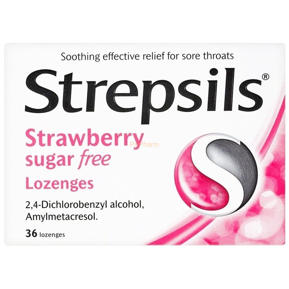 strepsils-sugar-free-strawberry-lozenges.jpg Strepsils Strawberry Sugar Free Lozenges 36's - Image 1