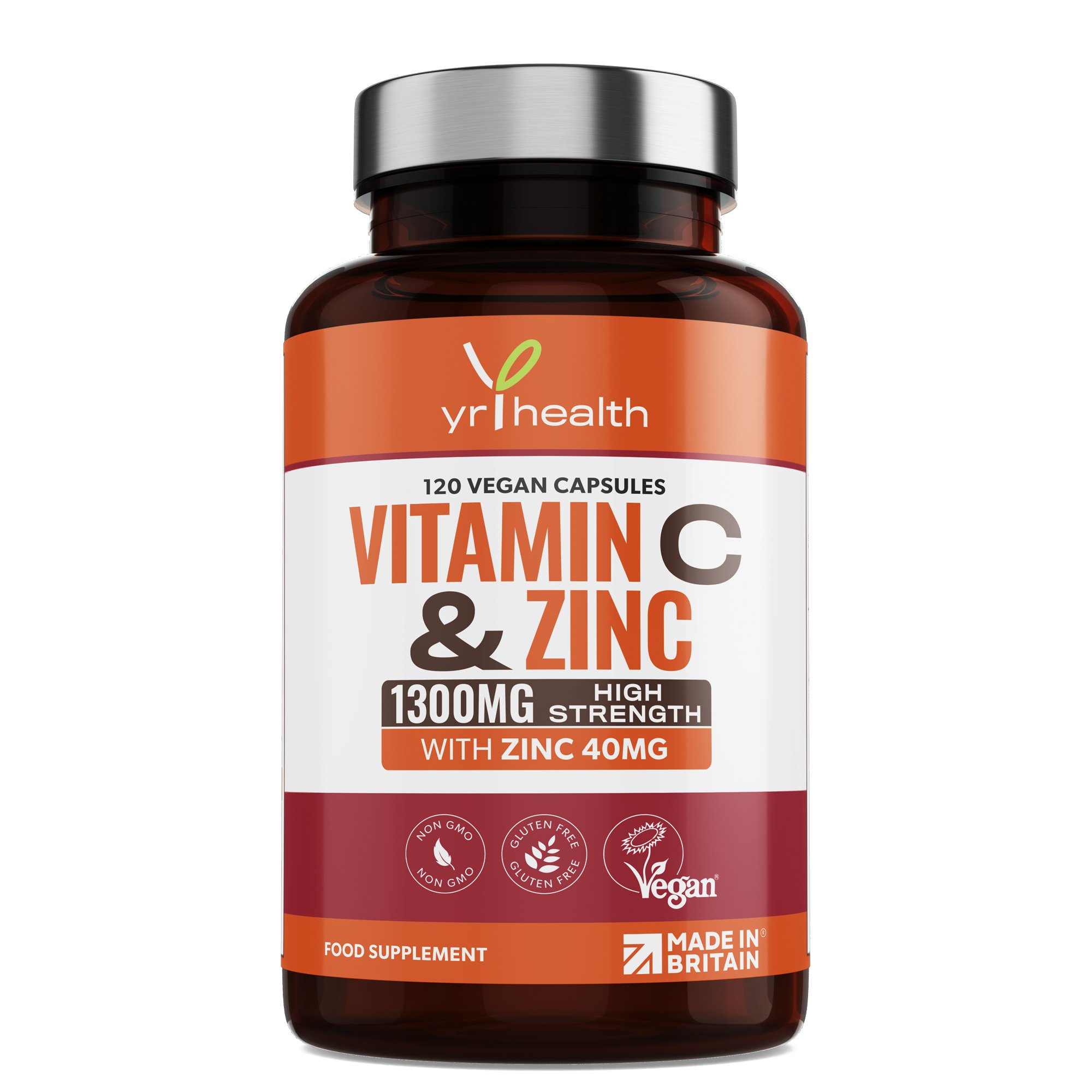 vitamin-c-1.jpg Vitamin C 1300mg & Zinc 40mg - 120 Vegan Capsules - Image 1