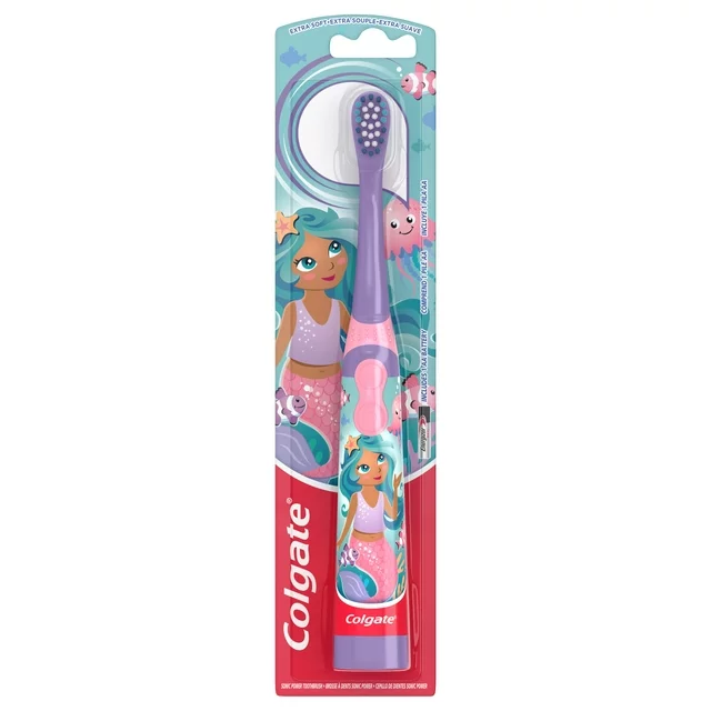 Colgate-Kids-Battery-Toothbrush-For-Ages-3-Mermaid-1-Pack Colgate Kids Battery Toothbrush For Ages 3+, Mermaid, 1 Pack - Image 1