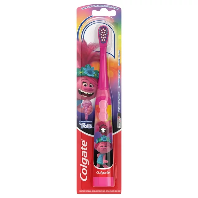 Colgate-Kids-Spinning-Battery-Powered-Toothbrush-Trolls-Extra-Soft Colgate Kids Battery Toothbrush Extra Soft ,1 Pack , for Children, Trolls - Image 1
