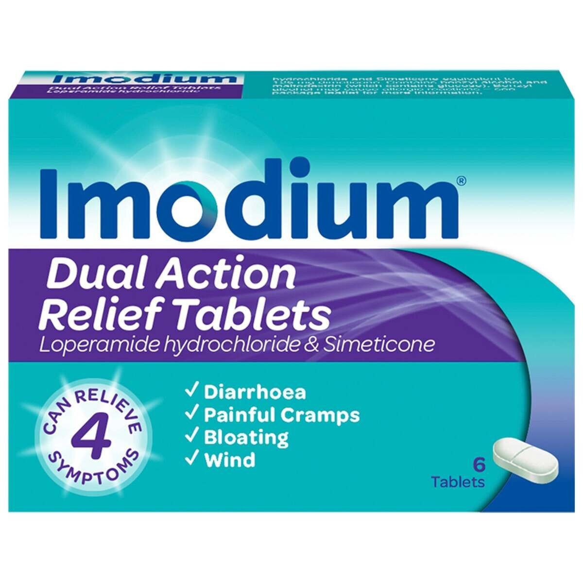 imodium capsules 6's Imodium Dual Action Relief Tablets 6's - Image 1