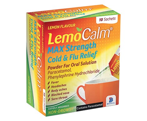 lemocalmmaxcoldandflurelief LemoCalm Max Strength Cold and Flu Relief Powder For Oral Solution 10's - Image 1