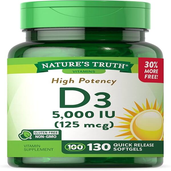 71Zxbd-KoLL._AC_UF1000,1000_QL80_ (1) Nature's Truth Vitamin D3 5000 IU Softgels 130's - Image 1