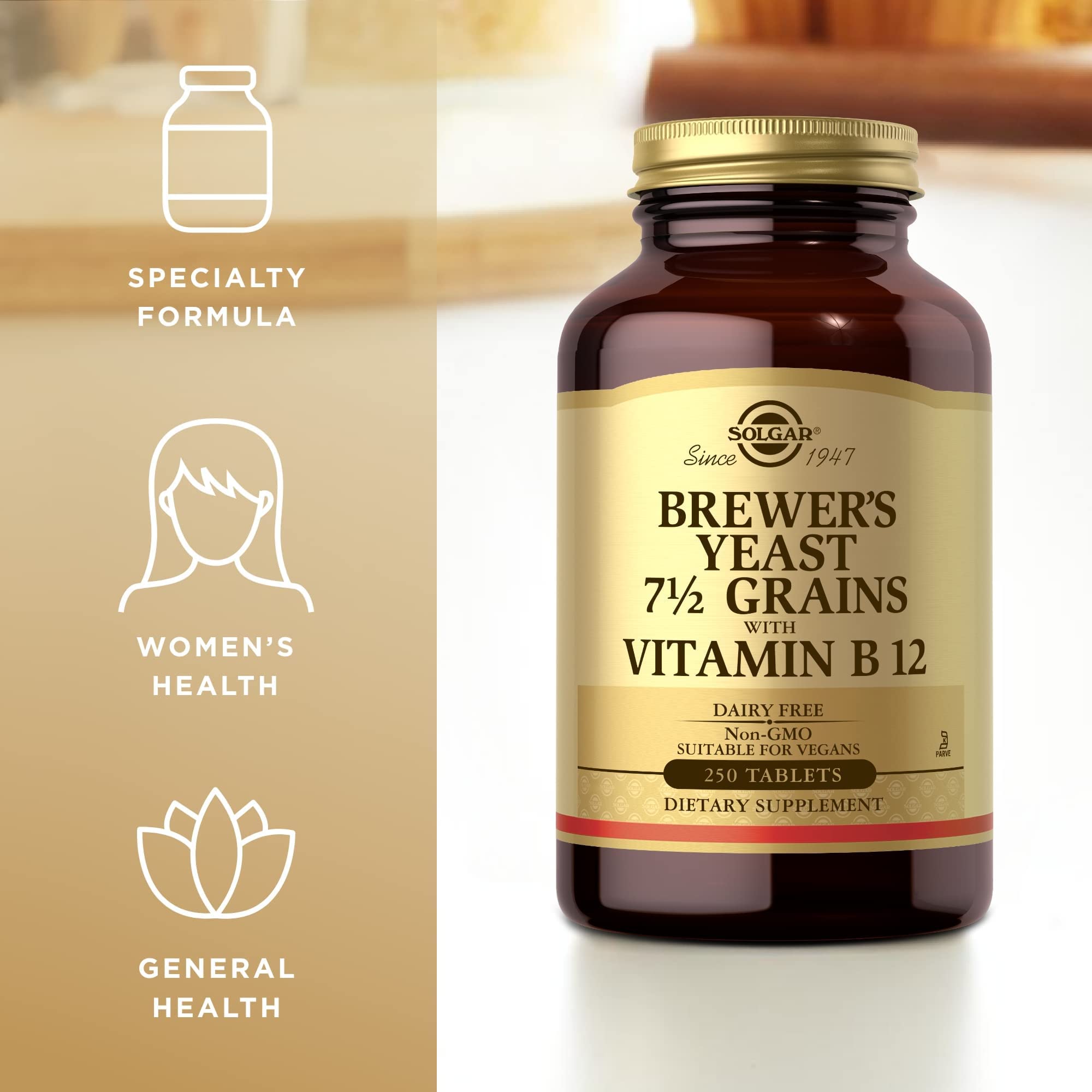 Brewers Yeast 7.5 Grains with Vitamin B12 Tabs 250's Solgar Brewer’s Yeast 7.5 Grains with Vitamin B12 250's - Image 1