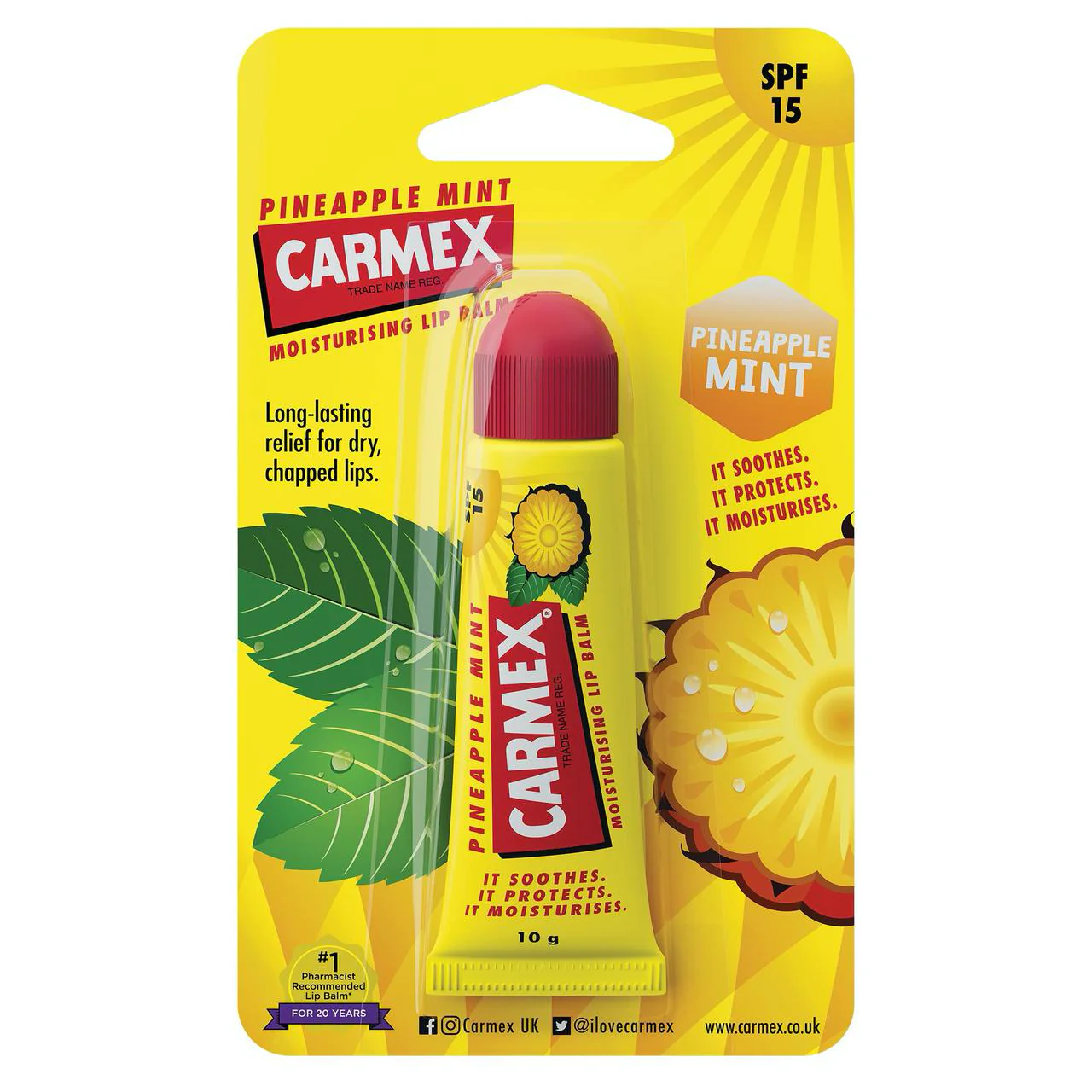Carmex Lipbalm SPF15 (Tube) 10gms (Pineapple Mint) Carmex Lipbalm SPF15 (Tube) 10gms (Pineapple Mint) - Image 1