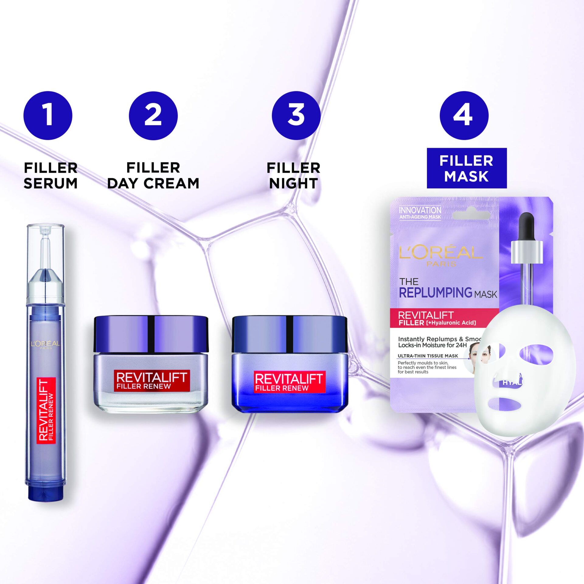 Loreal REPLUMPING Revitalift Filler+Hyaluronic Acid Mask 1's L’Oréal Paris Revitalift Filler+Hyaluronic Acid Mask - Image 1