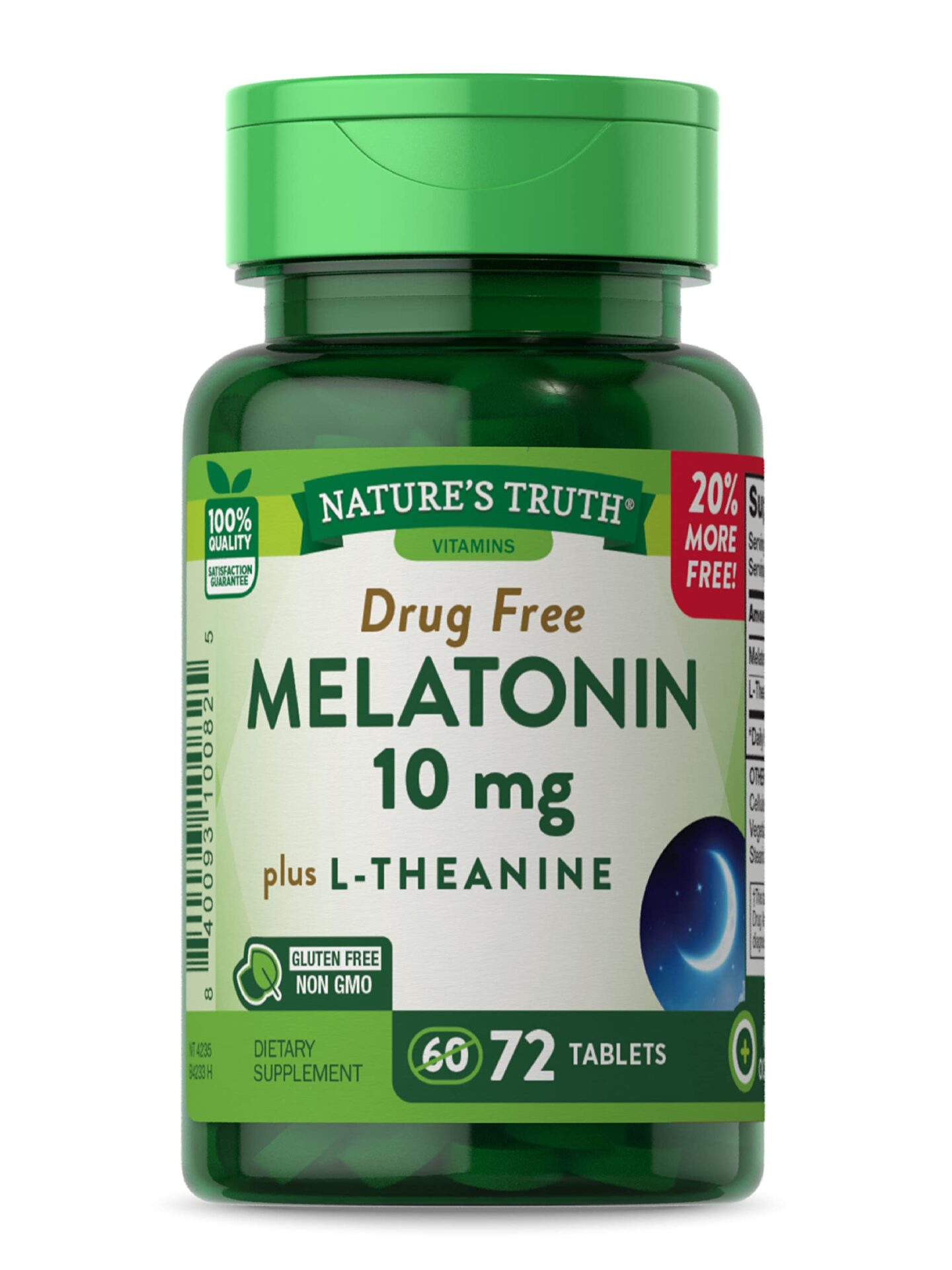 Nature's Truth Melatonin 10mg plus L-Theanine tablets Nature's Truth Melatonin 10mg plus L-Theanine tablets 72's - Image 1