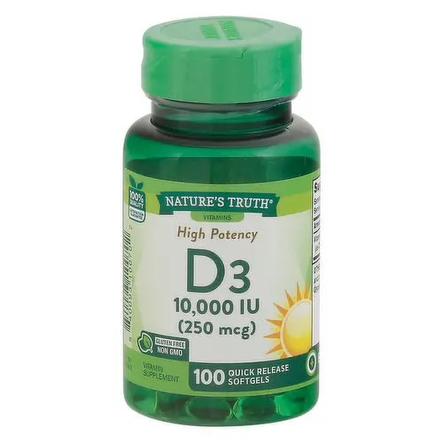 Nature's Truth Vitamin D3 10000 IU Softgels 100's Nature's Truth Vitamin D3 10000 IU Softgels | 100's - Image 1