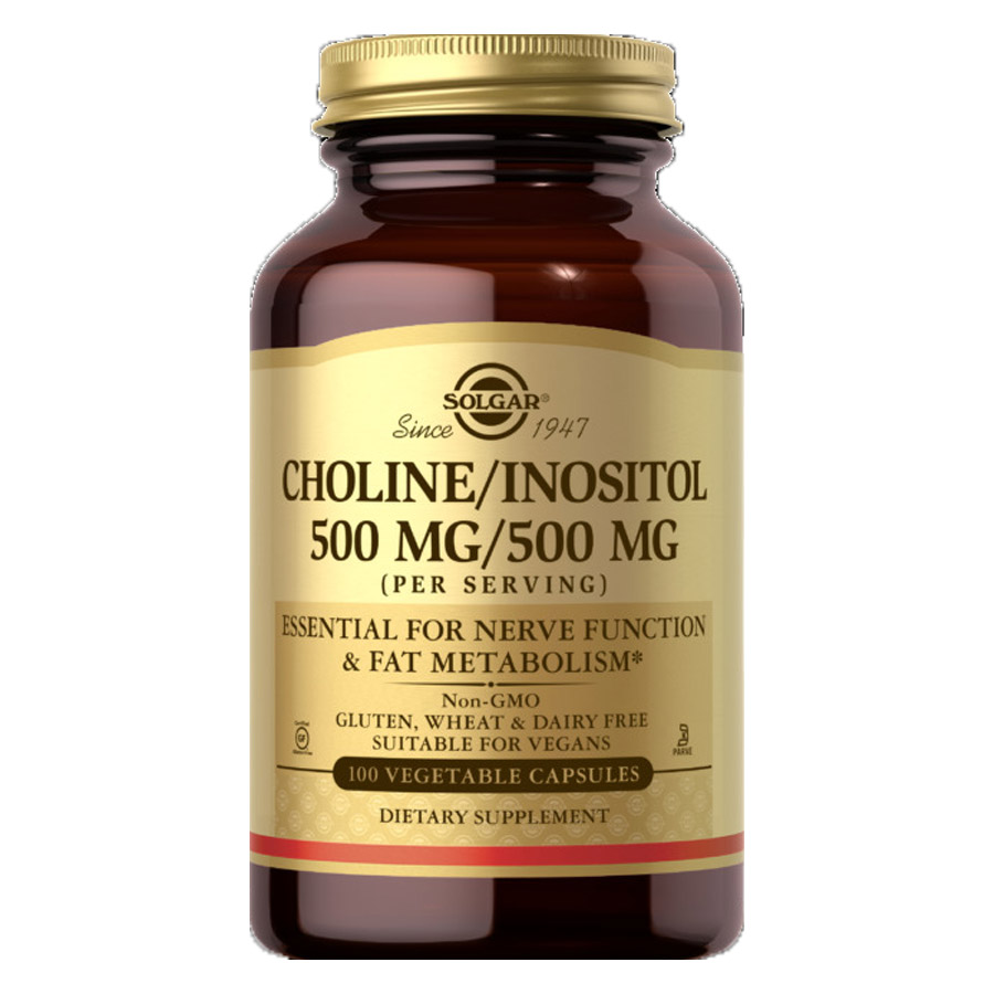 Solgar Choline/Inositol 500 mg/500 mg Vegetable Capsules Solgar Choline/Inositol 500 mg/500 mg Vegetable Capsules 100's - Image 1