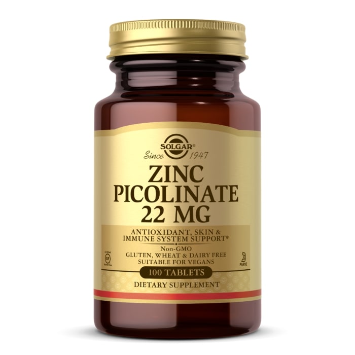 Solgar-Zinc-Picolinate-22mg-Tabs-100s Solgar’s Zinc Picolinate 22mg Tablets 100's - Image 1