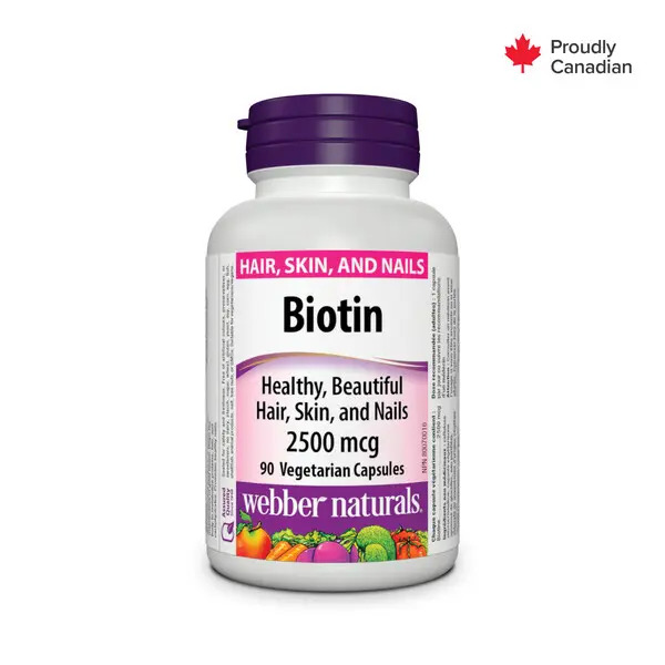 Webber-Naturals-Biotin-2500Mcg-Vegeterian-Capsules-90S Webber Naturals Biotin 2500mcg Vegetarian Capsules 90's - Image 1