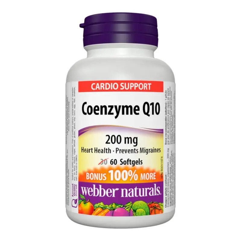 Webber Naturals Co-enzyme Q10 200mg softgels Webber Naturals Co-enzyme Q10 200mg softgels 60's - Image 1