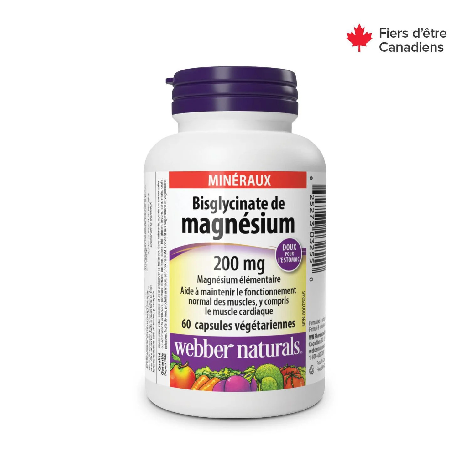 Webber Naturals®, Magnesium Bisglycinate, 200 mg, 60 Vegetarian Capsules Webber Naturals Magnesium Bisglycinate 200mg Veg Capsules 60's - Image 1