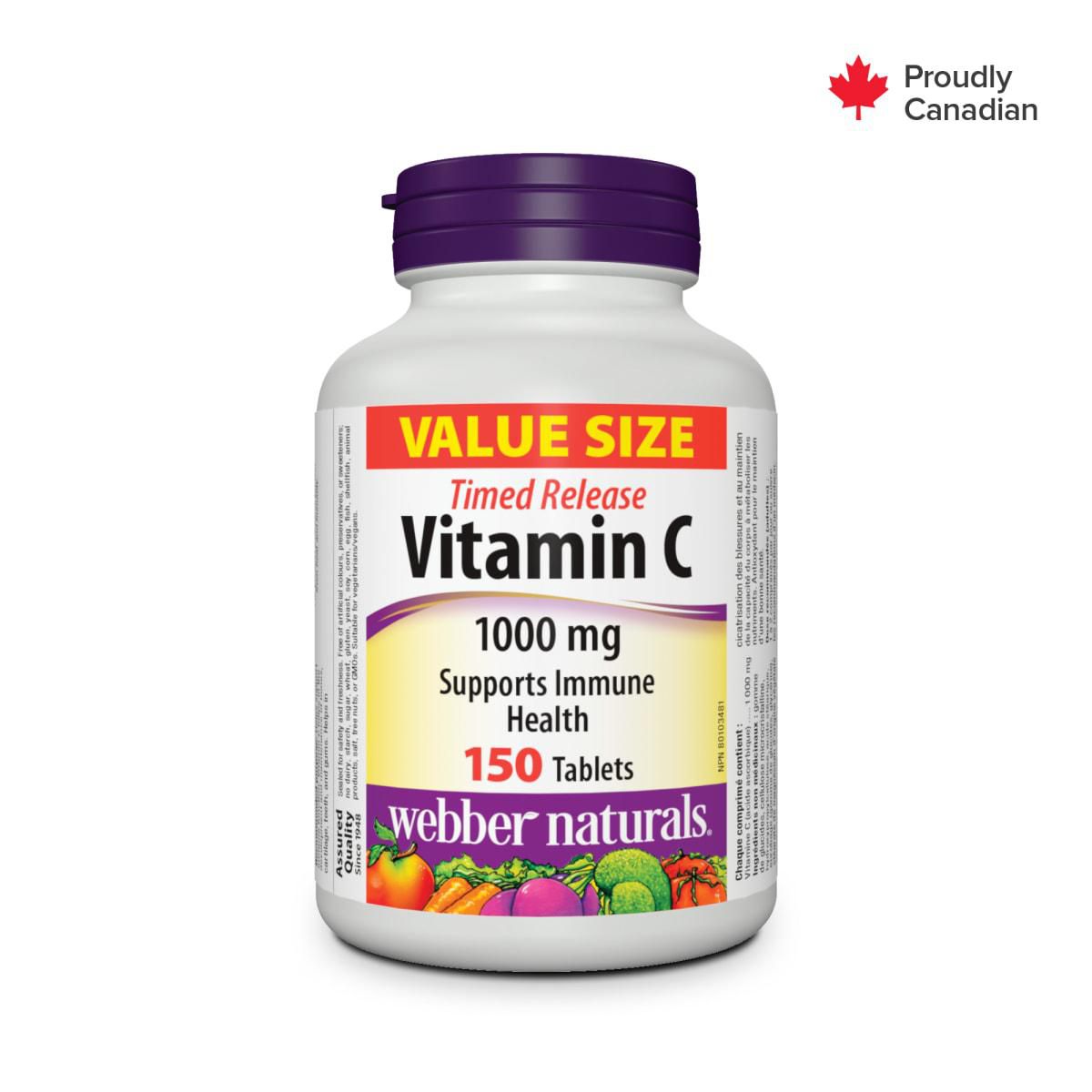 Webber Naturals®, Vitamin C Timed Release, 1000 mg, 150 Tablets Webber Naturals Vitamin C 1000mg Time Release Tablets 150's - Image 1