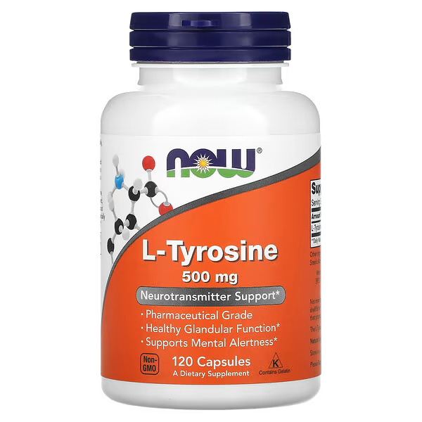 NOW Foods, L-Tyrosine, 500 mg, 120 Capsules NOW Foods, L-Tyrosine, 500mg, 120 Capsules - Image 1