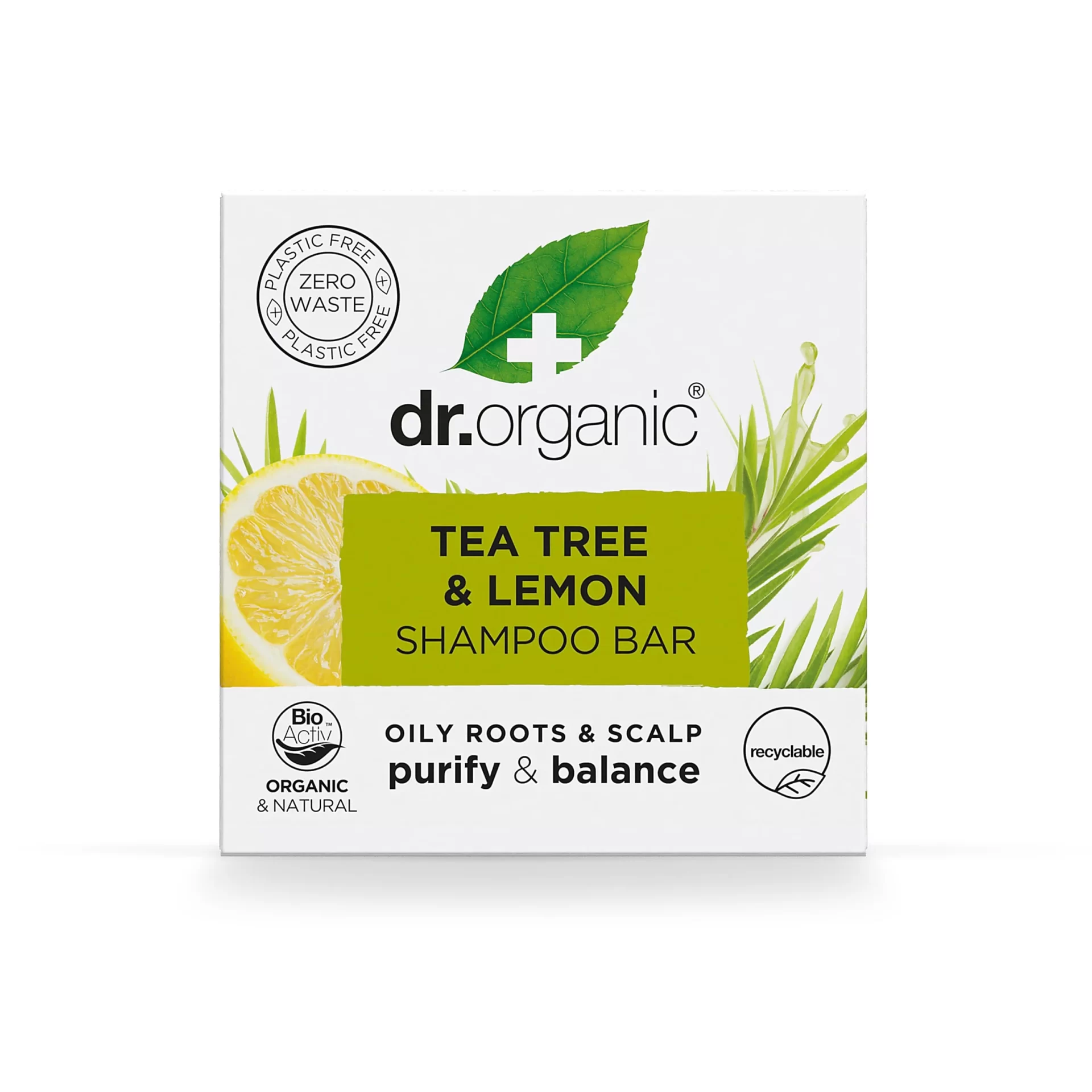 Dr Organic Tea Tree & Lemon Shampoo Bar 75gm Dr Organic Tea Tree & Lemon Shampoo Bar 75g - Image 1