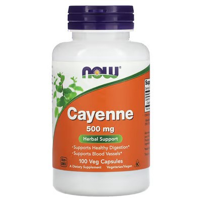 NOW Foods, Cayenne, 500 mg, 100 Veg Capsules NOW Foods, Cayenne, 500 mg, 100 Veg Capsules - Image 1