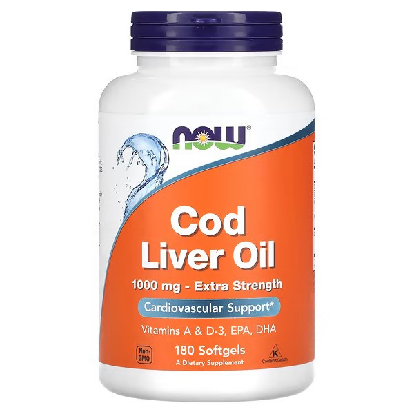 NOW Foods, Cod Liver Oil, 1,000 mg, 180 Softgels NOW Foods, Cod Liver Oil, 1,000 mg, 180 Softgels - Image 1