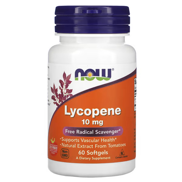 NOW Foods, Lycopene, 10 mg, 60 Softgels NOW Foods, Lycopene, 10mg, 60 Softgels - Image 1