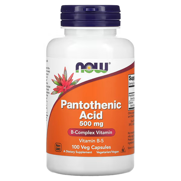 NOW Foods, Pantothenic Acid, 500 mg, 100 Veg Capsules NOW Foods, Pantothenic Acid, 500 mg, 100 Veg Capsules - Image 1