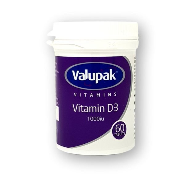 Valupak Vitamin D3 1000 iu Tablets -60's Valupak Vitamins D3 Capsules 1000IU (60’s) - Image 1