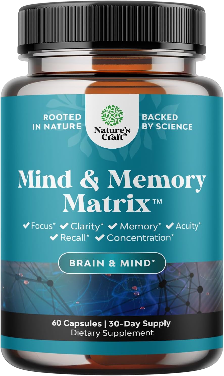 brain and mind Nature's Craft Mind & Memory Matrix, Brain Booster Supplement 60 Capsules - Image 1