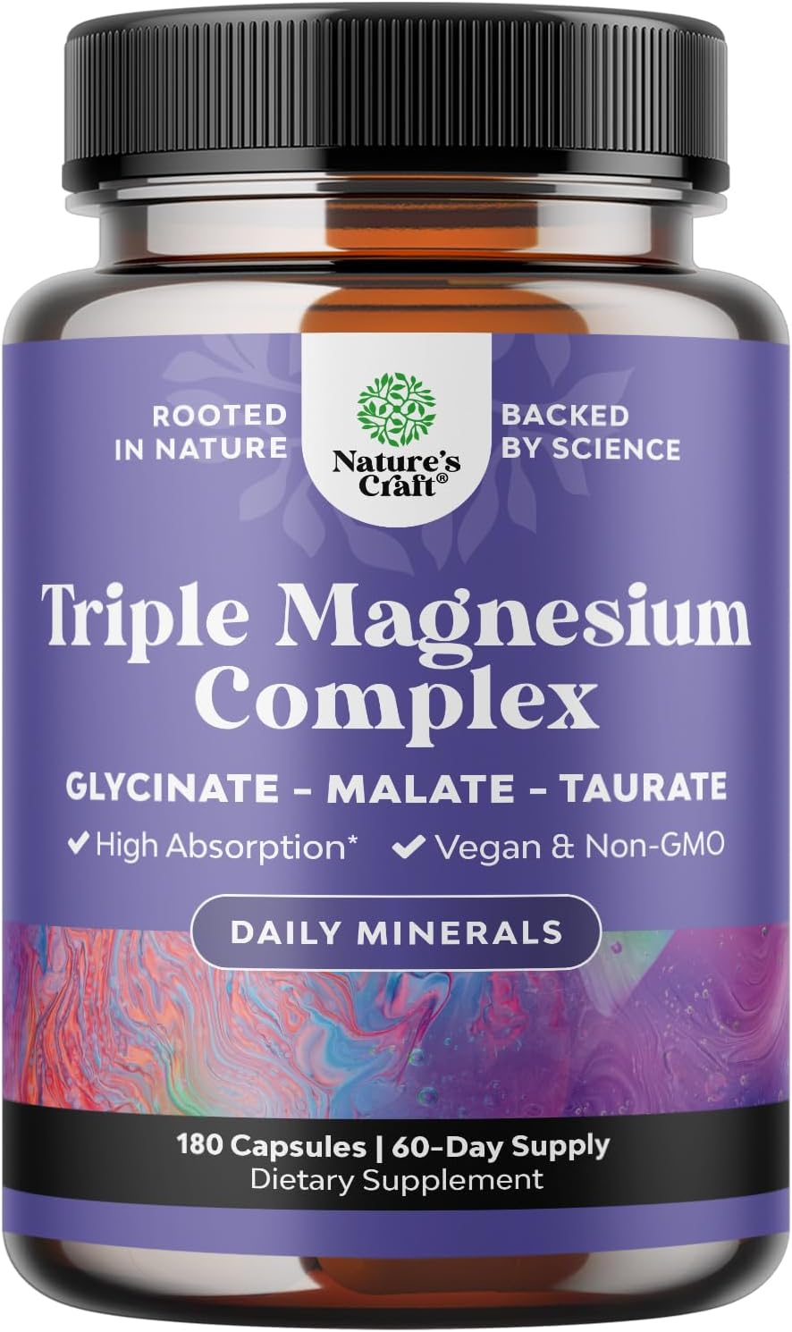 triple magnesium complex Nature's Craft Triple Magnesium Complex For muscles and heart health 400mg 180 capsules - Image 1