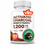VEV Activated Charcoal + probiotics. Digestive Support Formula for Gas & Bloating Support. 120 Caps